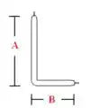 Simple L-shaped line drawing with red dots labeled T and B at its endpoints.