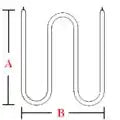 Simple line drawing of a U-shaped tube with labeled dimensions A and B.